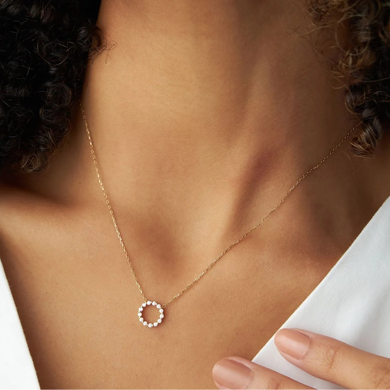 14K Solid Gold 0.25 CTW Round Diamond Circle of Life Necklace