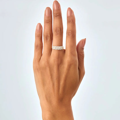 14k Gold Diamond Marquise Cut Double Row Ring 1.12 ctw