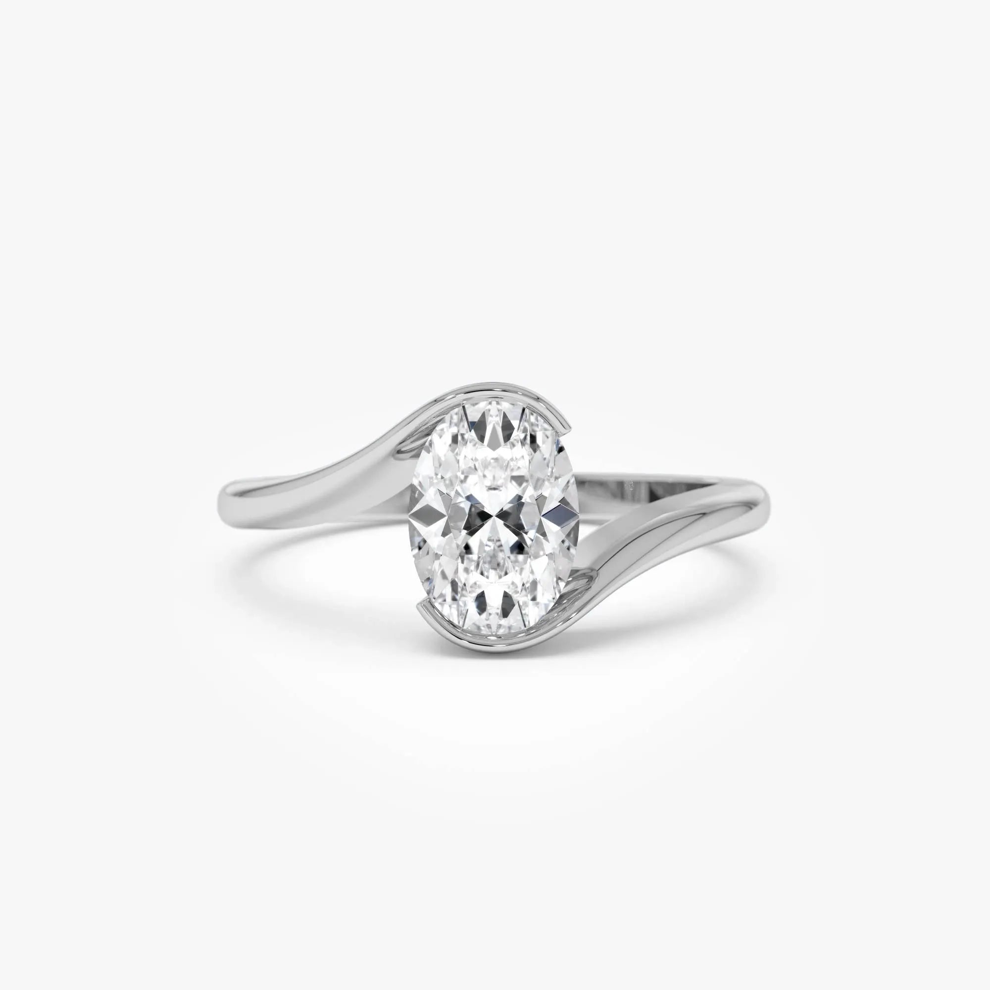 1.00 Ctw Oval Lab Grown Diamond S Setting Engagement Ring in 14K Gold