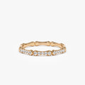 14k Gold Round Diamond Bamboo Pave Ring 0.15 ctw 2mm Band