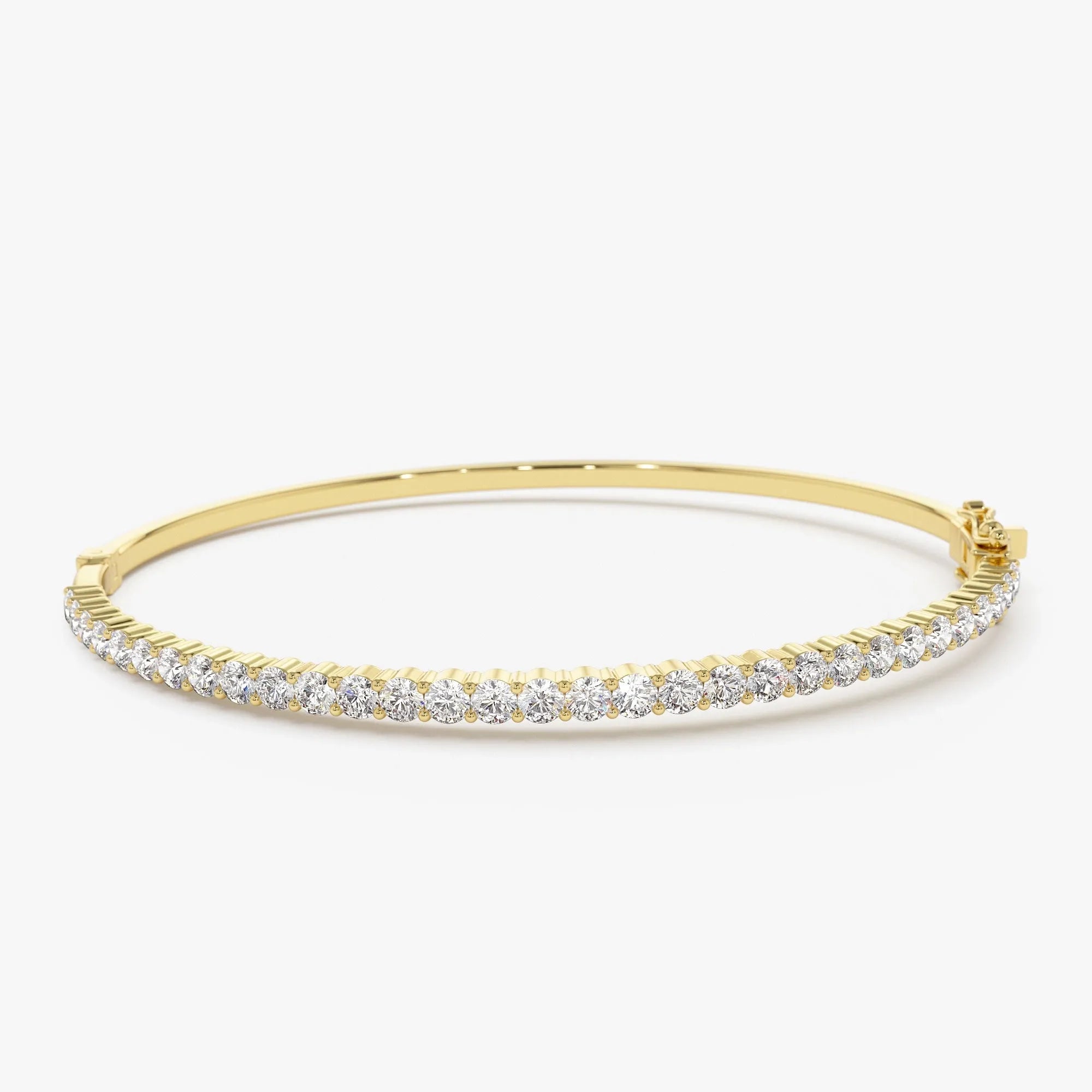 14K Solid Gold 1.55 CTW Round Diamond Prong Set Bangle