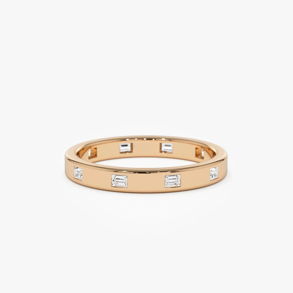 14k Solid Gold 0.27 ctw Baguette Diamond Full Eternity Flush Setting Band