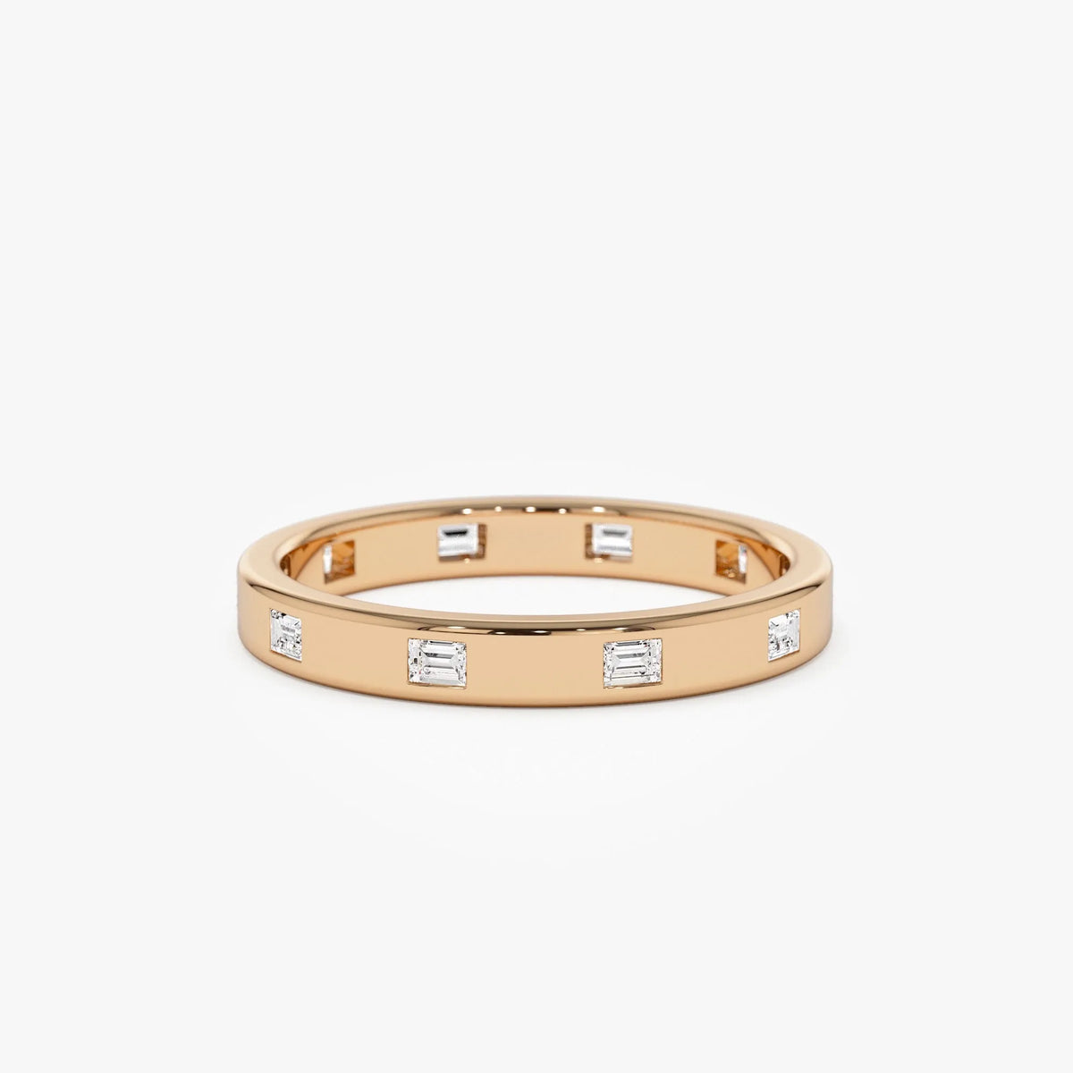 14k Solid Gold 0.27 ctw Baguette Diamond Full Eternity Flush Setting Band