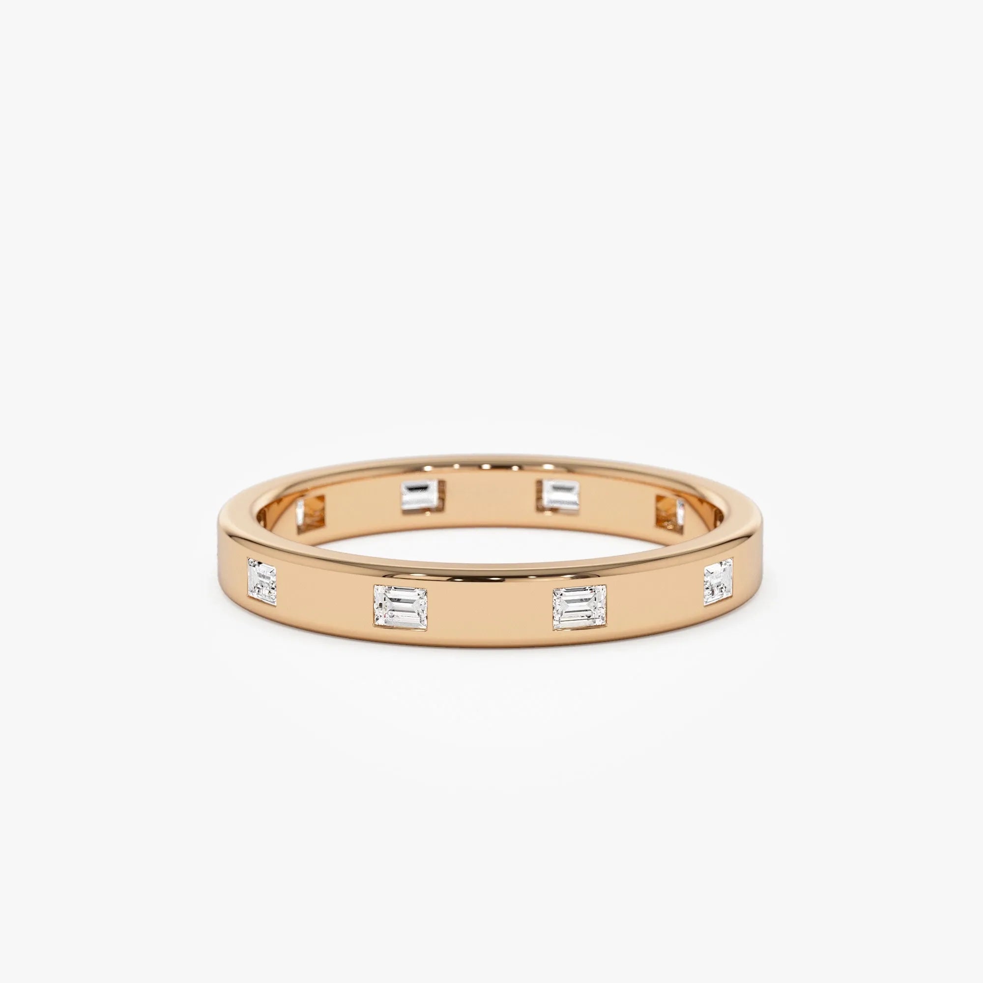 14k Solid Gold 0.27 ctw Baguette Diamond Full Eternity Flush Setting Band