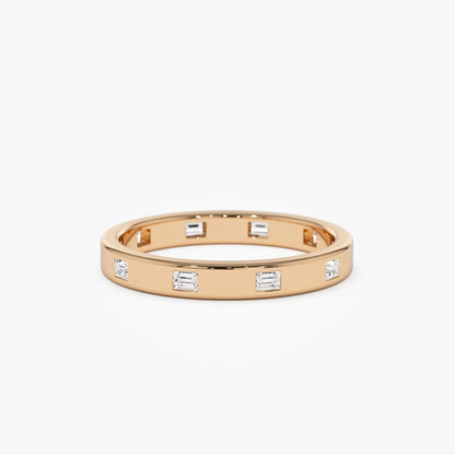 14k Solid Gold 0.27 ctw Baguette Diamond Full Eternity Flush Setting Band