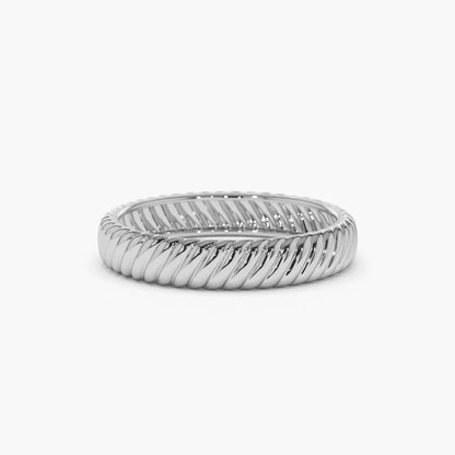 14k Solid Gold Dome Croissant Band Ring 3.7mm Width