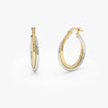 14k Two Tone Gold Hoop Earrings 15mm 3.2mm Width