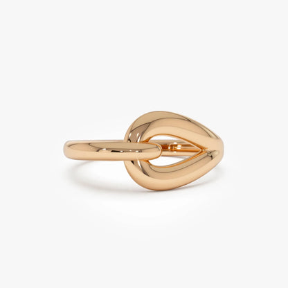 14k Gold Modern Knot Ring Wide Graduated Statement Band