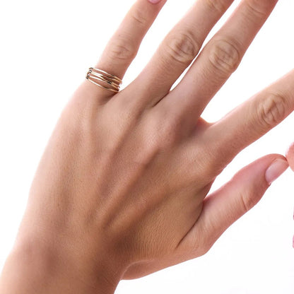 14k Gold Multi Intertwine Crossover Statement Ring Wide Band