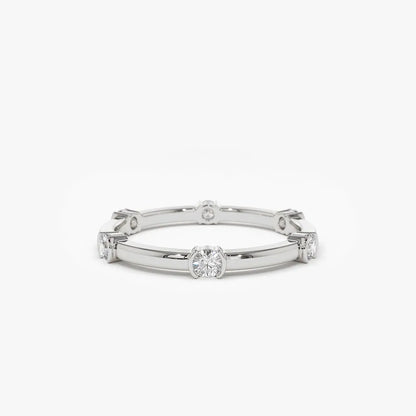 14k Gold Round Diamond 0.34ctw Half Bezel Stackable Eternity Ring