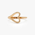 14k Gold Heart Outline Ring 10.25mm Wide Minimalist Statement Band