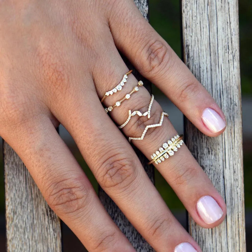 14k Gold Round Diamond Spaced Stacking Ring 0.10 CTW Prong Set