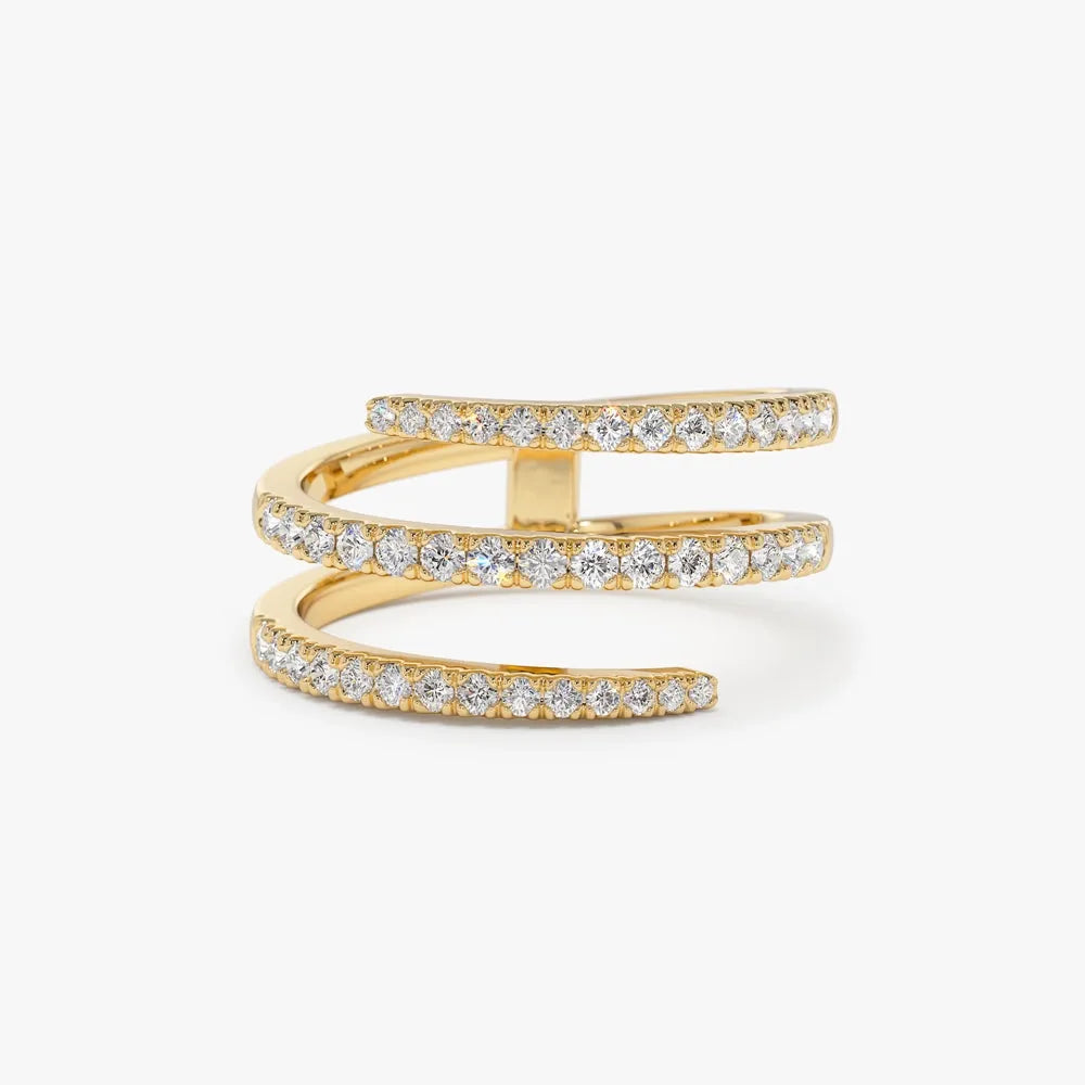 14k Gold 0.58 ctw Round Cut Diamond Spiral Ring