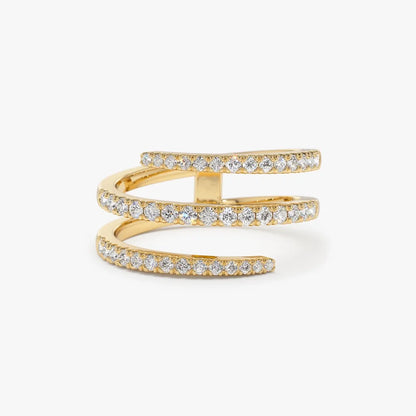 14k Gold 0.58 ctw Round Cut Diamond Spiral Ring