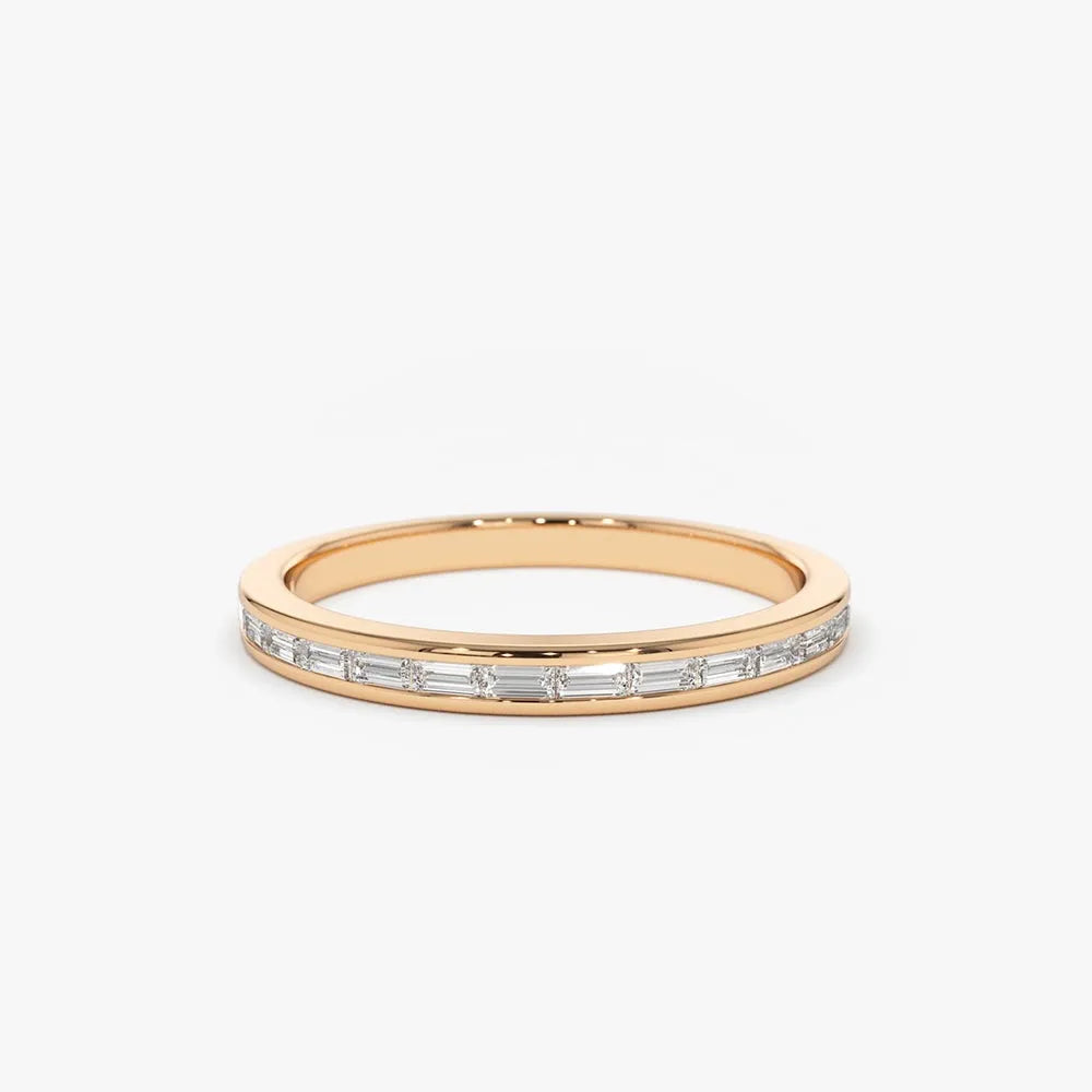 14k Solid Gold Diamond Baguette Cut Channel Set Wedding Band 0.28 ctw