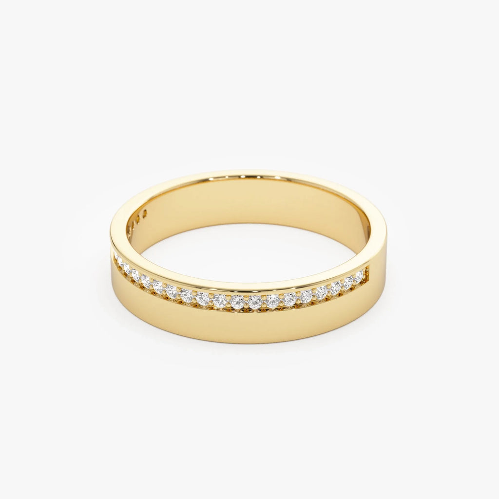 14K Gold Round Diamond Half Eternity Wedding Band 4mm 0.12 Carat