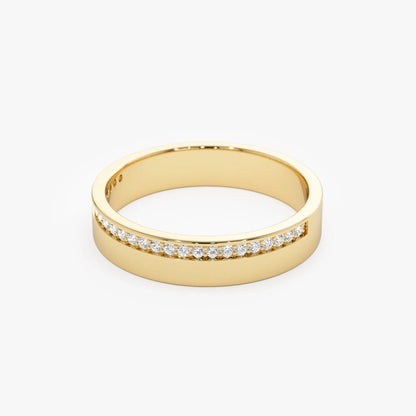 14K Gold Round Diamond Half Eternity Wedding Band 4mm 0.12 Carat
