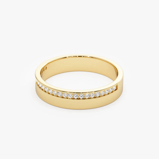 14K Gold Round Diamond Half Eternity Wedding Band 4mm 0.12 Carat