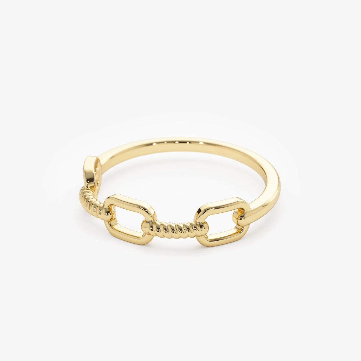 14k Solid Gold Twisted Rope Textured Band Ring