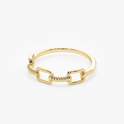 14k Solid Gold Twisted Rope Textured Band Ring