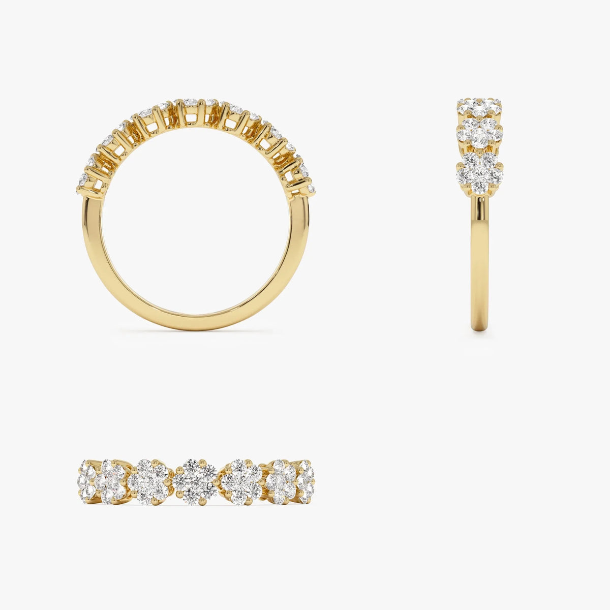14K Solid Gold Round Diamond 0.50 Carat Illusion Setting Wedding Ring