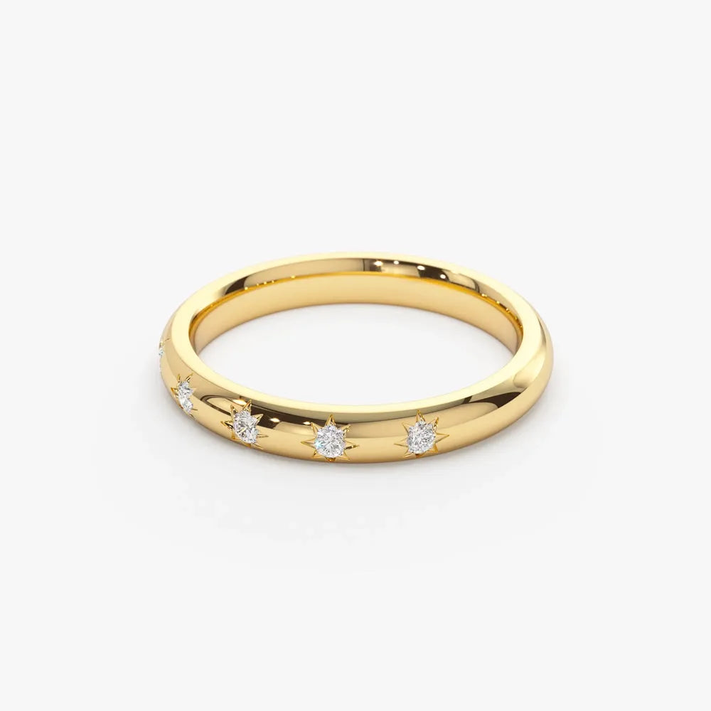 14k Gold Round Diamond 5 Stone Star Setting Ring 0.08 ctw