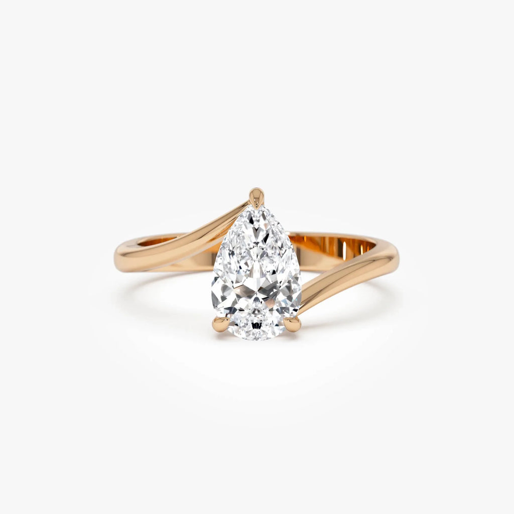 1.00 Ctw 14k Gold Pear Shape Lab Grown Diamond S Setting Engagement Ring