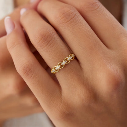 14k Gold Round Diamond 0.35 ctw Full Eternity Link Ring