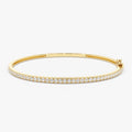 14K Solid Gold 0.90 CTW Round Diamond Micro Pave Stacking Bangle