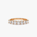 14K Solid Gold 0.70 ctw Round Diamond 7 Stone Basket Setting Ring