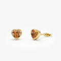 14K Solid Gold Heart Shaped Citrine Stud Earrings 0.80ctw