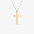 14k Solid Gold Plain Dangling Cross Charm Pendant Necklace