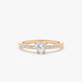 14k Gold 0.35 ctw Heart Shaped Diamond Ring with Round Accents