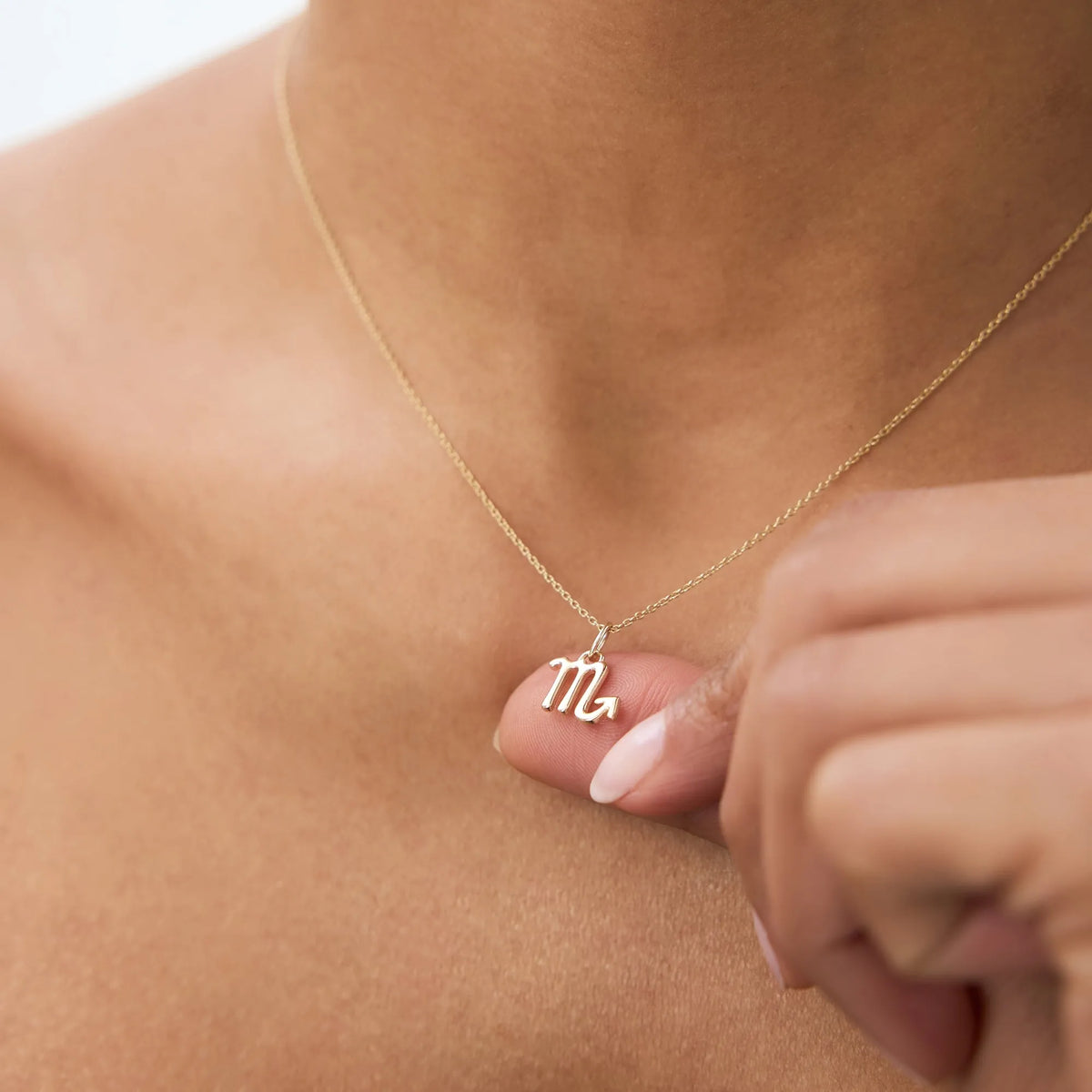 14k Solid Gold Scorpio Zodiac Charm Pendant Necklace