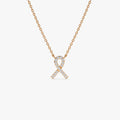 14K Solid Gold 0.08 CTW Round Diamond Ribbon Necklace