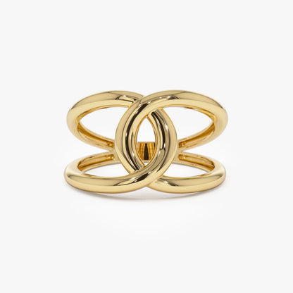 14k Solid Gold Infinity Knot Wide Statement Ring