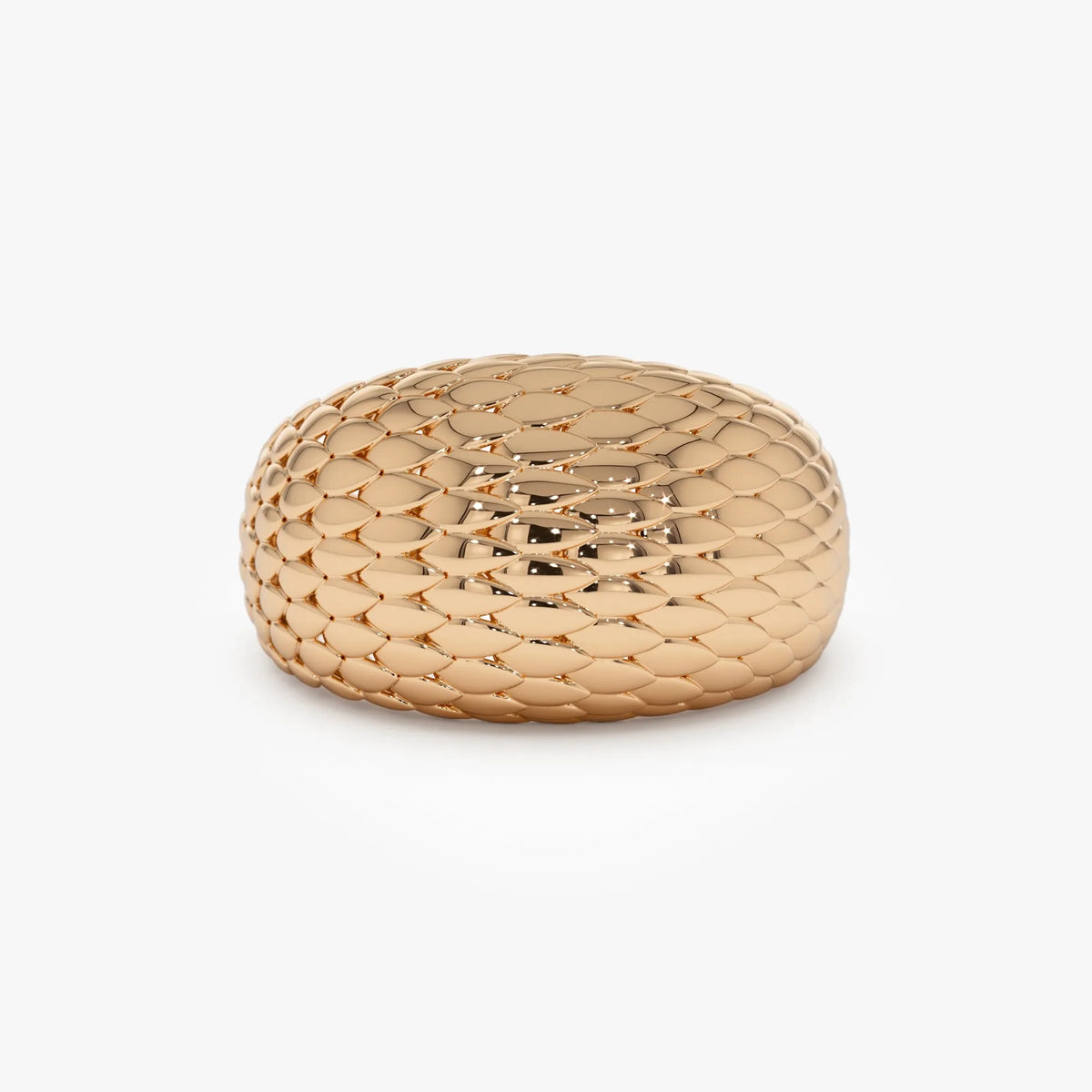 14k Solid Gold Chunky Snake Skin Texture Statement Ring