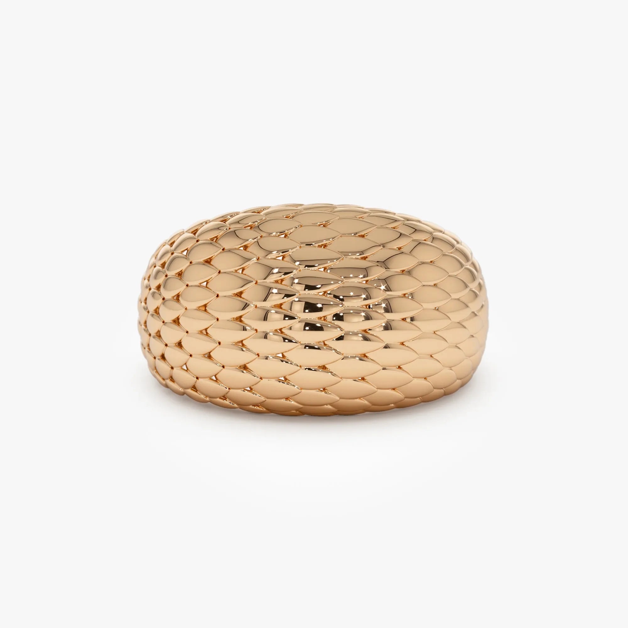 14k Solid Gold Chunky Snake Skin Texture Statement Ring
