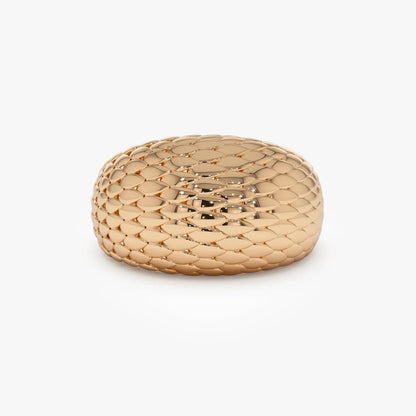 14k Solid Gold Chunky Snake Skin Texture Statement Ring