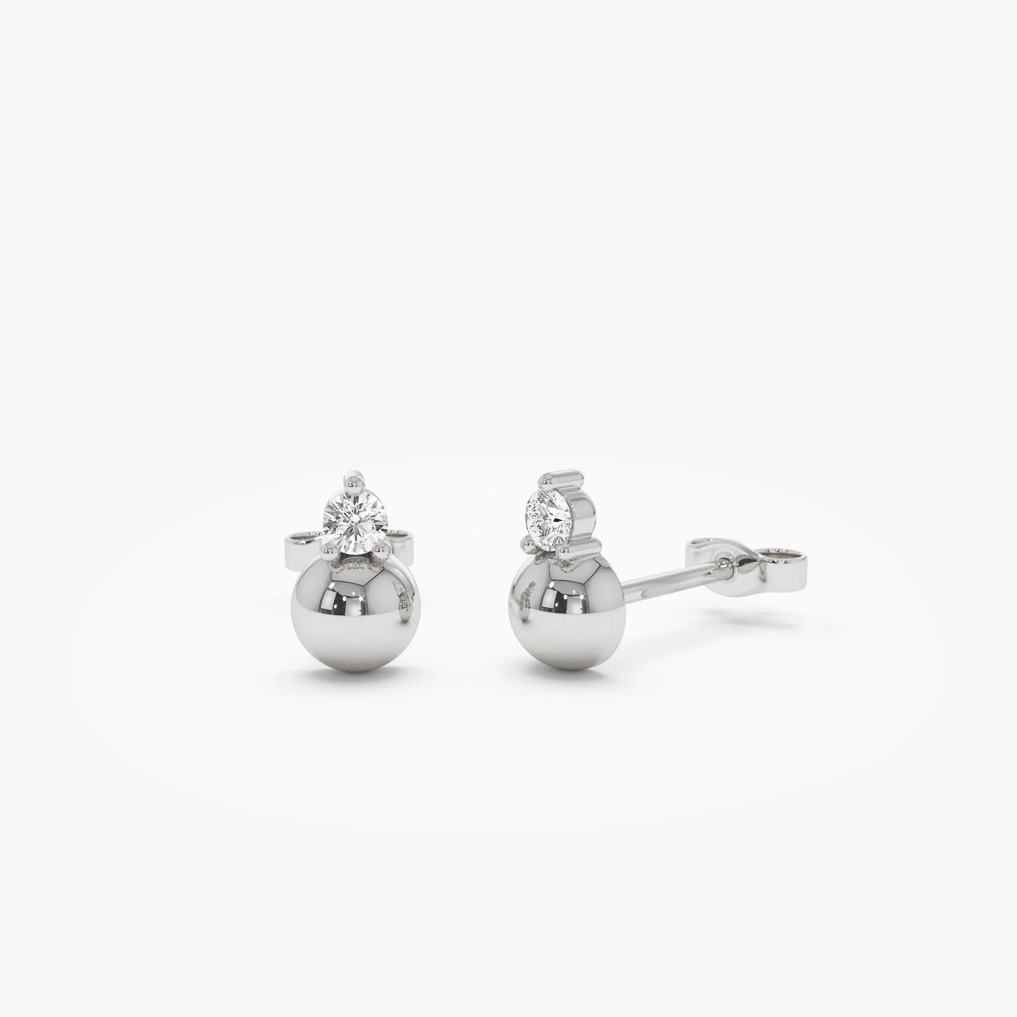 14k Gold Diamond Round Cut Ball Stud Earrings 0.17 ctw