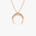 14k Solid Gold Crescent Moon Pendant Necklace