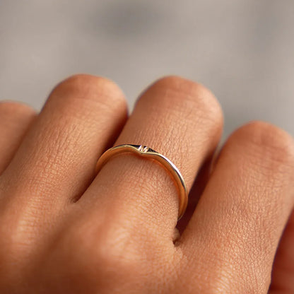 14k Gold Diamond Shape Initial Ring Graduated Band