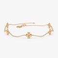 14k Solid Gold Clover Station Link Chain Bracelet with Charms