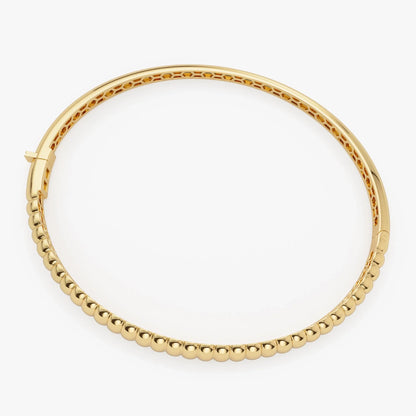 14K Solid Gold Wide Chunky Ribbed Bangle Bracelet