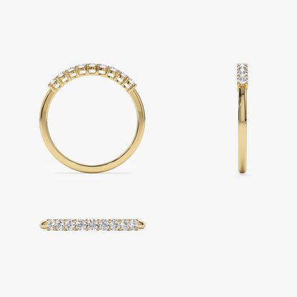 14k Gold 0.30ctw Round Diamond 9 Stone Basket Setting Wedding Ring