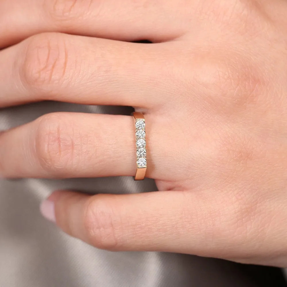 14K Gold 0.30ctw Round Diamond Rectangular Pinky Ring