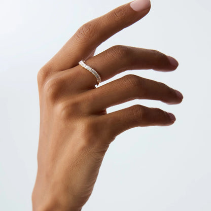 14k Gold Diamond Baguette Ring Wave Design 0.60 ctw