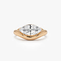 14k Gold 1.50 Carat Marquise Lab Grown Diamond Contemporary Design Ring
