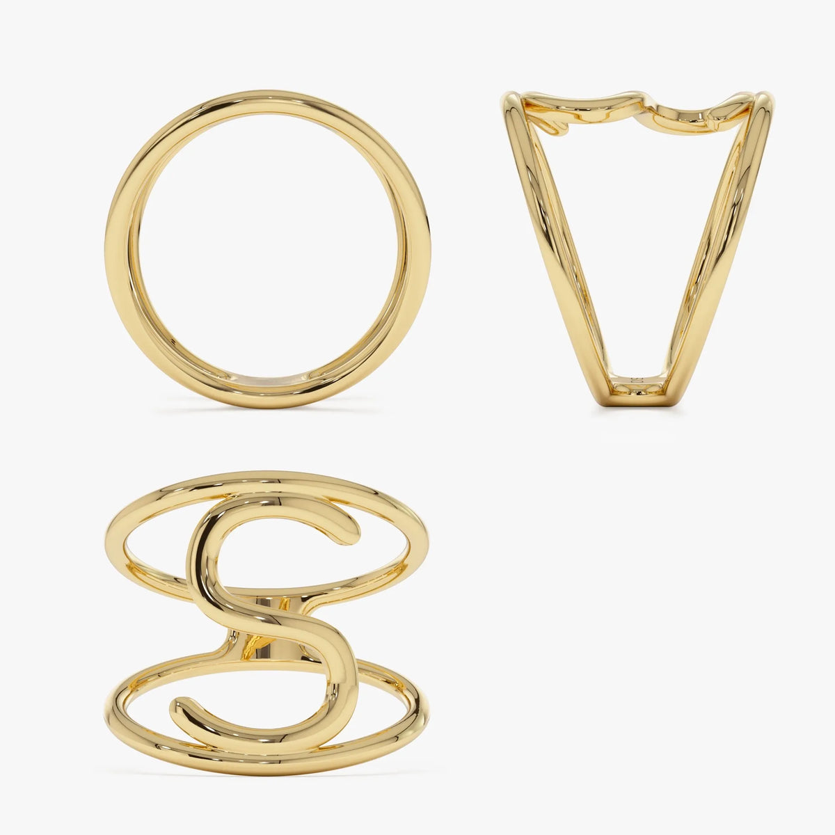 14K Solid Gold Personalized Initial Ring Custom Jewelry