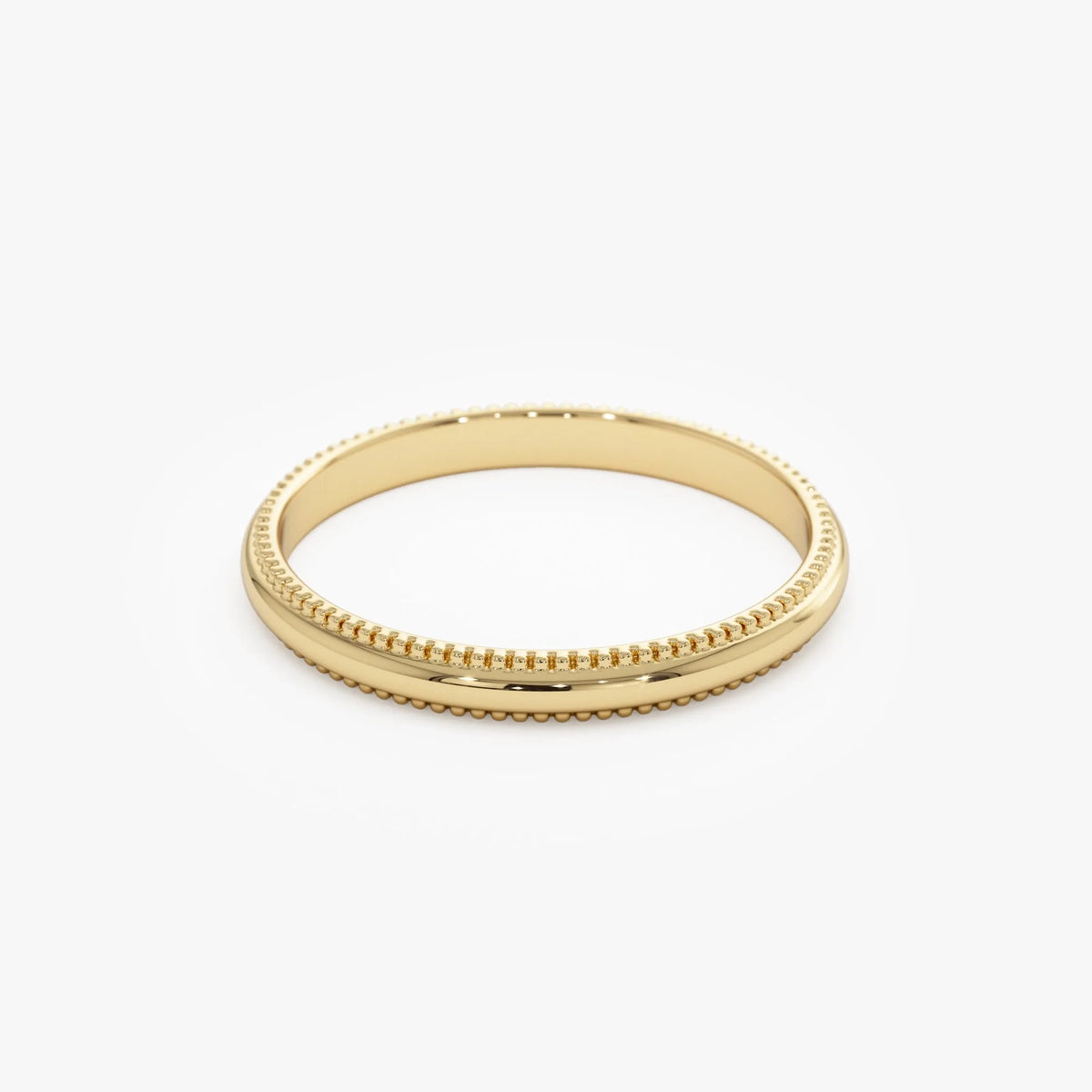 14k Solid Gold Milgrain Edge Wedding Band Stackable Ring 2.2mm Width